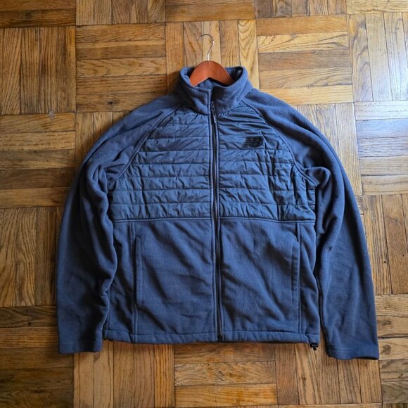 New Balance Men's Fleece Full Zip Jacket Zip Quilted L Large Gray - Picture 7 of 7